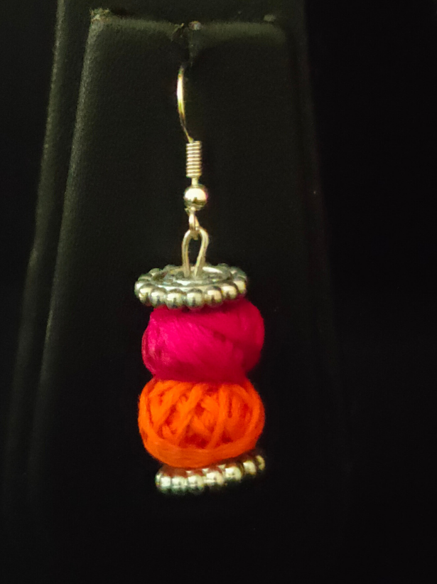 Religious Motif Jute Necklace Set with Fabric Beads