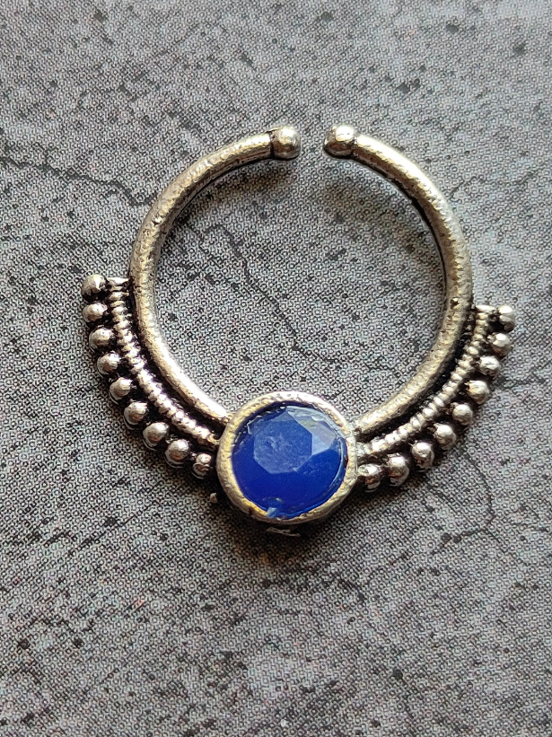 Four Oxidised Silver Tribal Septum Nosepins