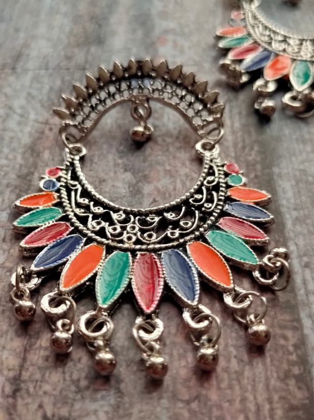 Multi-Color Statement Afghani Earrings