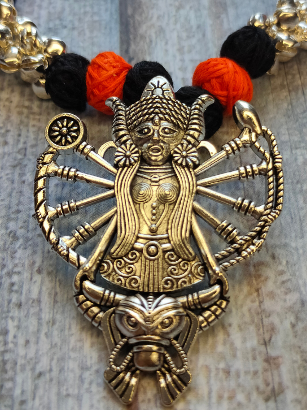 Fabric Beads Ghungroo Religious Motif Necklace Set