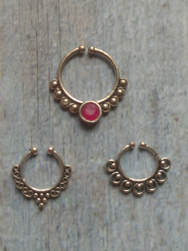 Set of Three Oxidised Silver Septum Nosepins