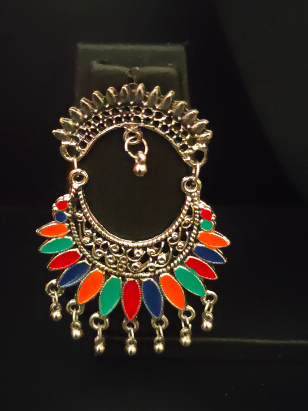 Multi-Color Statement Afghani Earrings