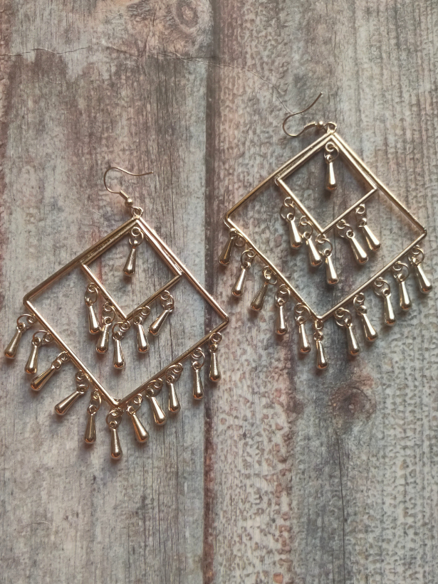 Concentric Squares Metal Dangler Earrings