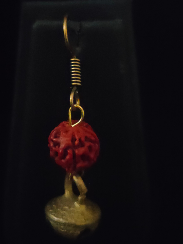 Ganesha Printed Pure Marble and Fabric Necklace Set with Rudraksha Beads and Ghungroo