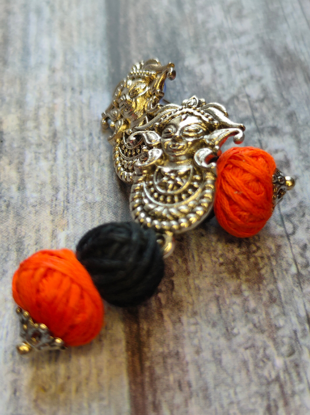 Fabric Beads Ghungroo Religious Motif Necklace Set