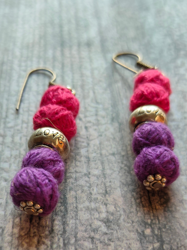 Fabric Beads and Thread Mirror Necklace Set