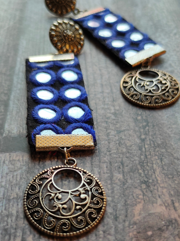 Mirror Work & Metal Handcrafted Long Dangler Earrings