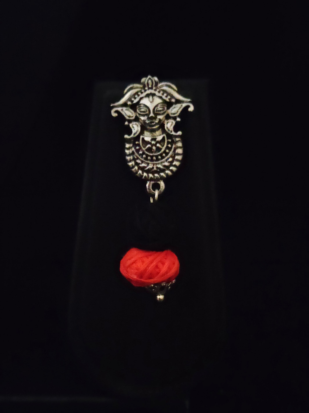 Fabric Beads Ghungroo Religious Motif Necklace Set