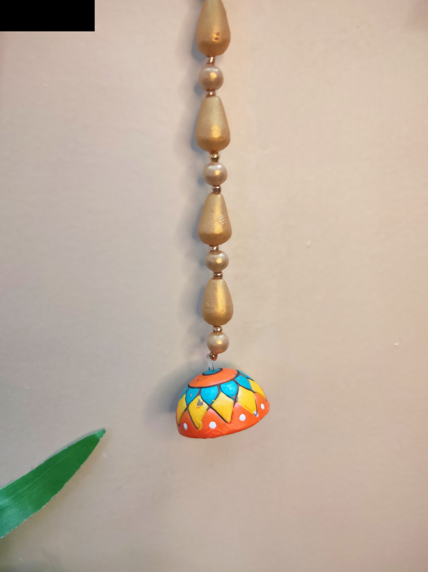 Handmade and Hand-Painted Violet & Green Parrot Terracotta Wall Hanging