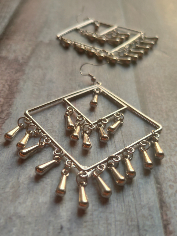 Concentric Squares Metal Dangler Earrings