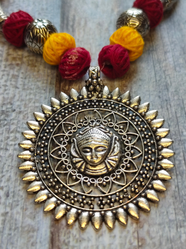 Fabric Beads Chakra God Motif Necklace Set