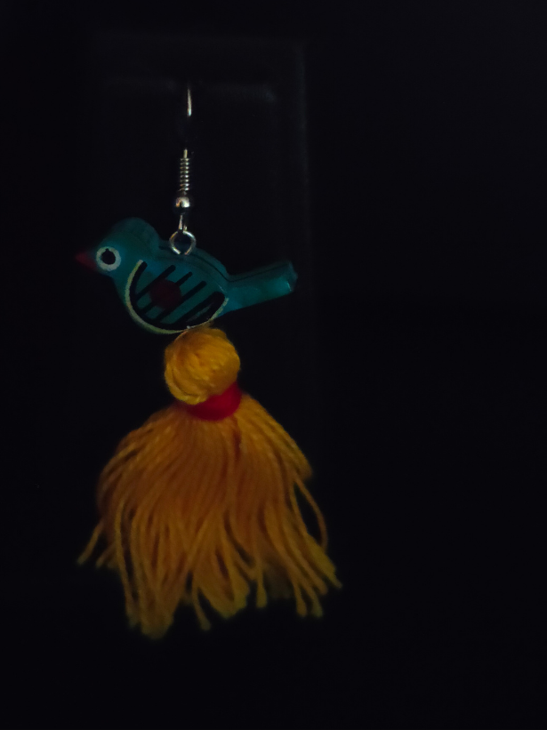 Threads and Shell Work Pendant Necklace Set with Bird Earrings