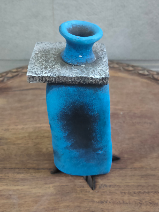 Blue & Silver Handcrafted Modern Terracotta Clay Pot