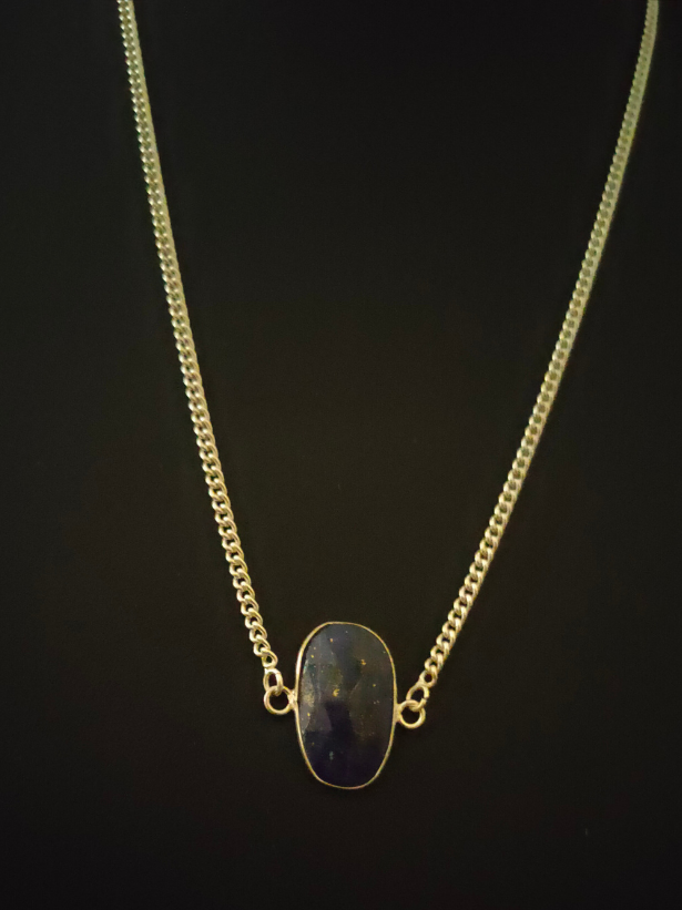 Lapis Lazuli Oval Cut Gemstone Jewelry Necklace 16'' to 18''