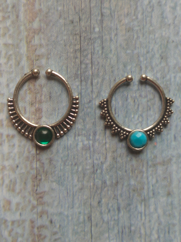 Set of Two Oxidised Silver Septum Nosepins