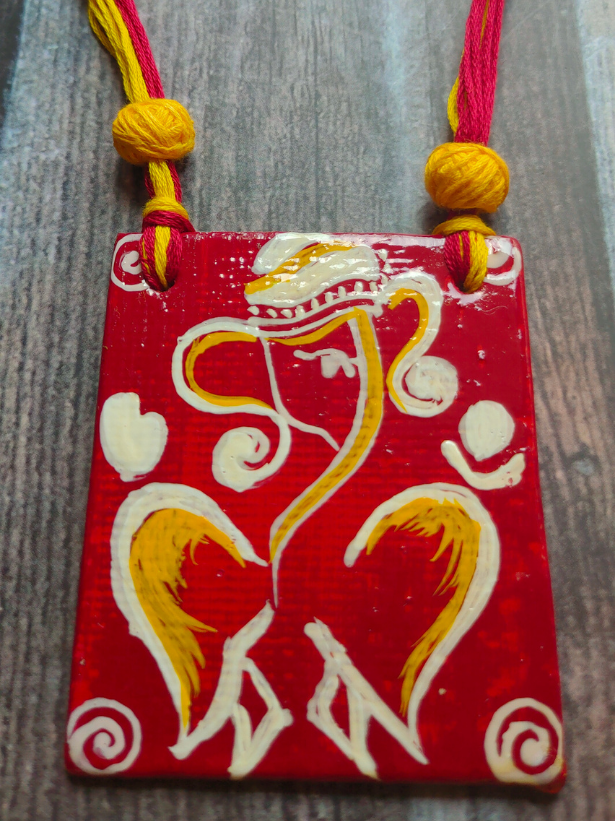 Hand Painted Ganesha Thread Closure Ceramic Necklace Set
