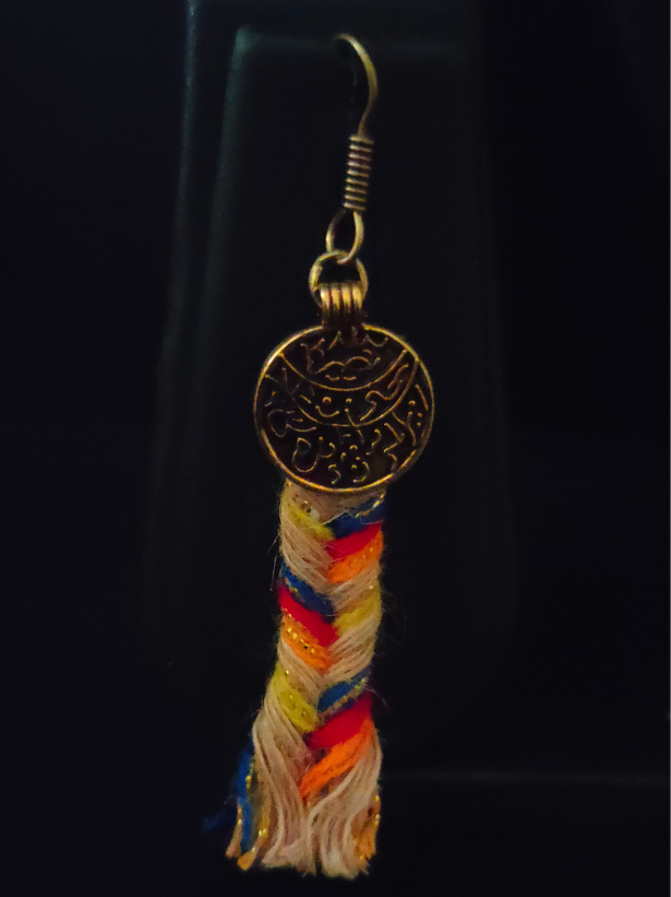 Fabric and Metal Coins Contemporary Handcrafted Necklace Set