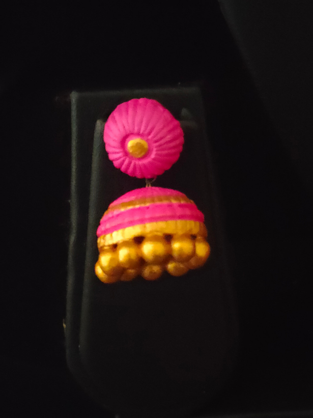 Handcrafted Pink & Golden Terracotta Necklace Set