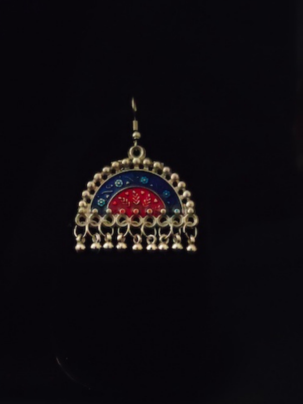 Oxidised Silver Handpainted Chakra Necklace Set