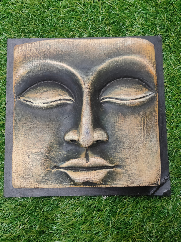 Handcrafted Terracotta Clay Buddha Face on a Wooden Frame Wall Decor