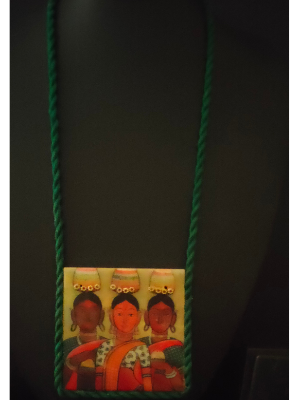 Printed Pure Marble Necklace with Rope (with earrings)