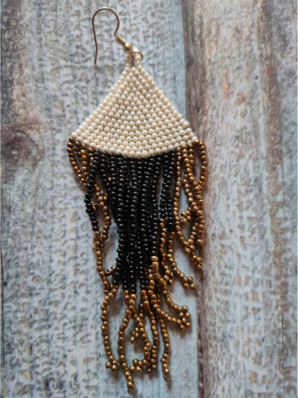 Hand Knitted Beaded Dangler Earrings