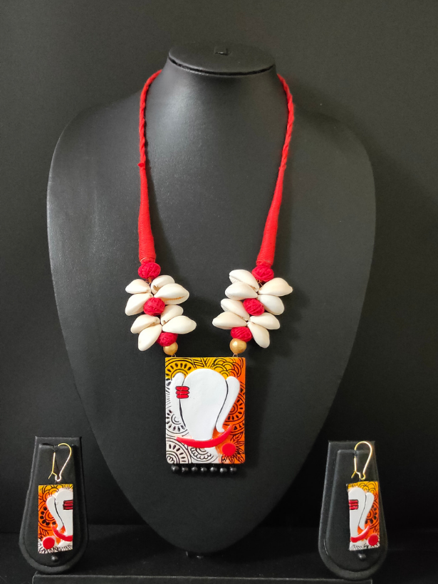 Trendy Handmade Terracotta Ganesha Necklace Set