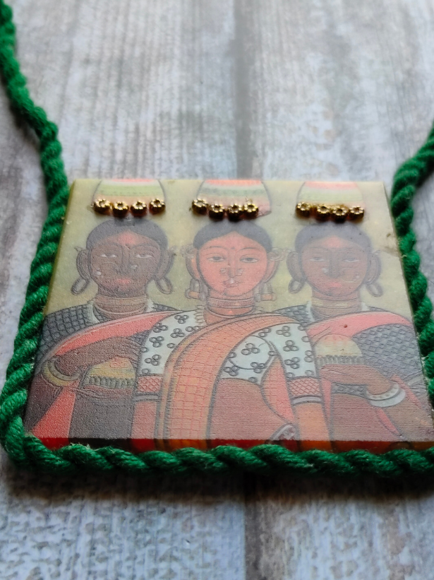 Printed Pure Marble Necklace with Rope (with earrings)