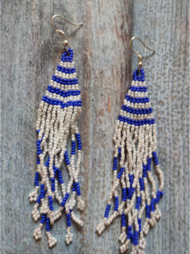 Hand Knitted Beaded Dangler Earrings