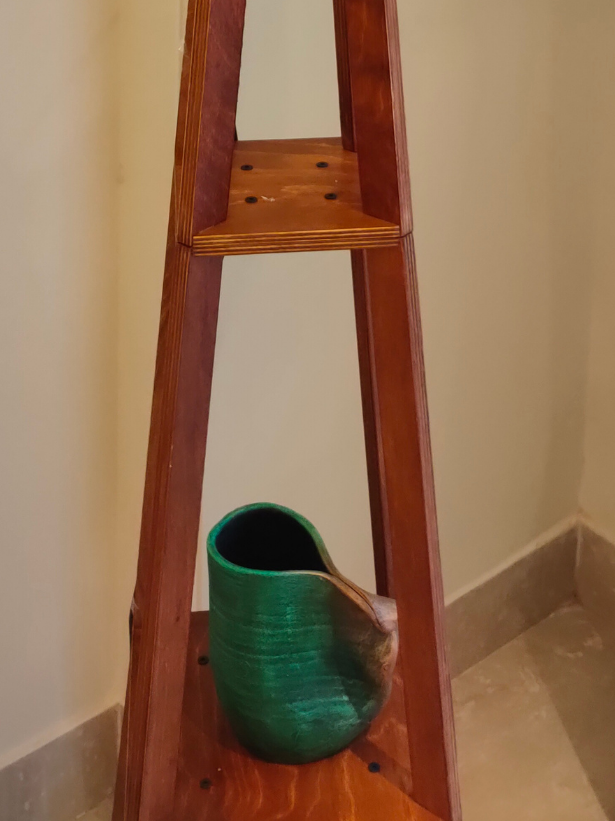 Sea Green and Bronze Handcrafted Modern Art Terracotta Pot