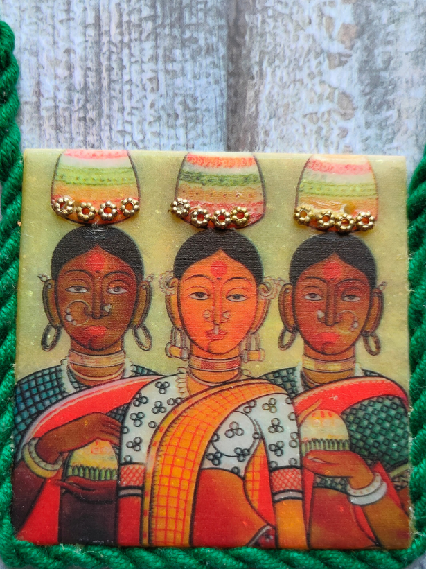 Printed Pure Marble Necklace with Rope (with earrings)