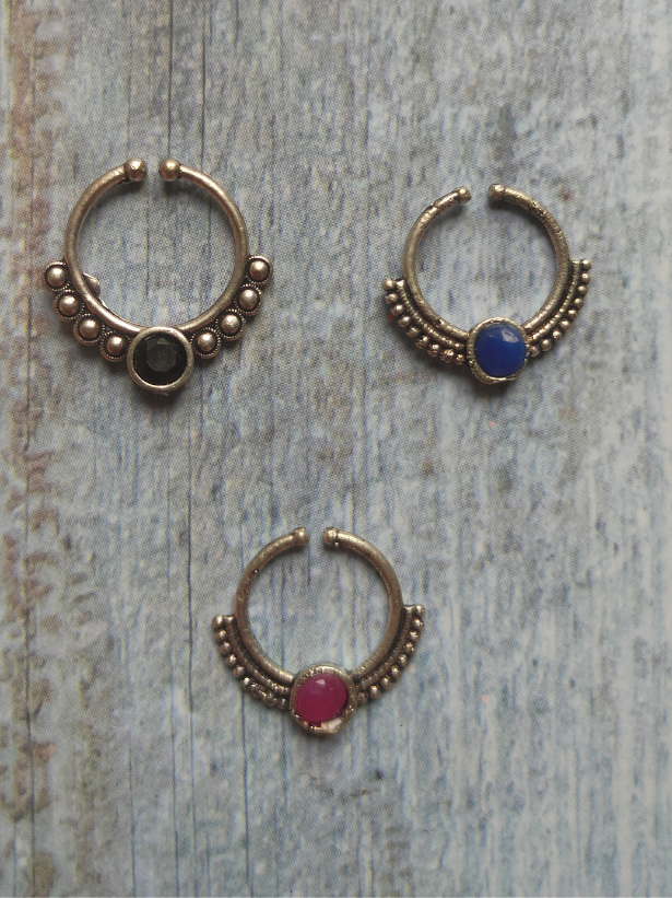 Set of Three Oxidised Silver Septum Nosepins