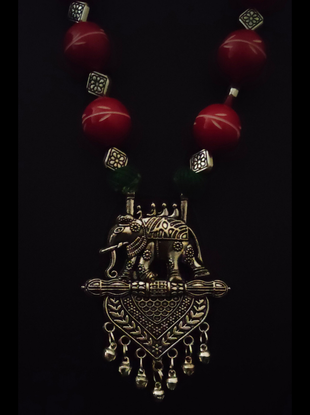 Elephant Motif Beaded Necklace Set