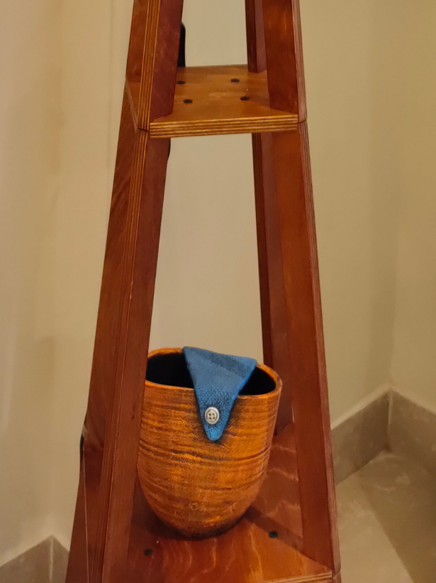 Sun Orange and Blue Handcrafted Modern Art Terracotta Clay Potx