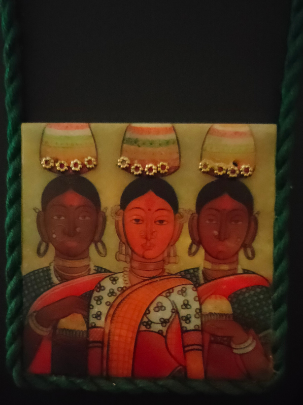 Printed Pure Marble Necklace with Rope (with earrings)