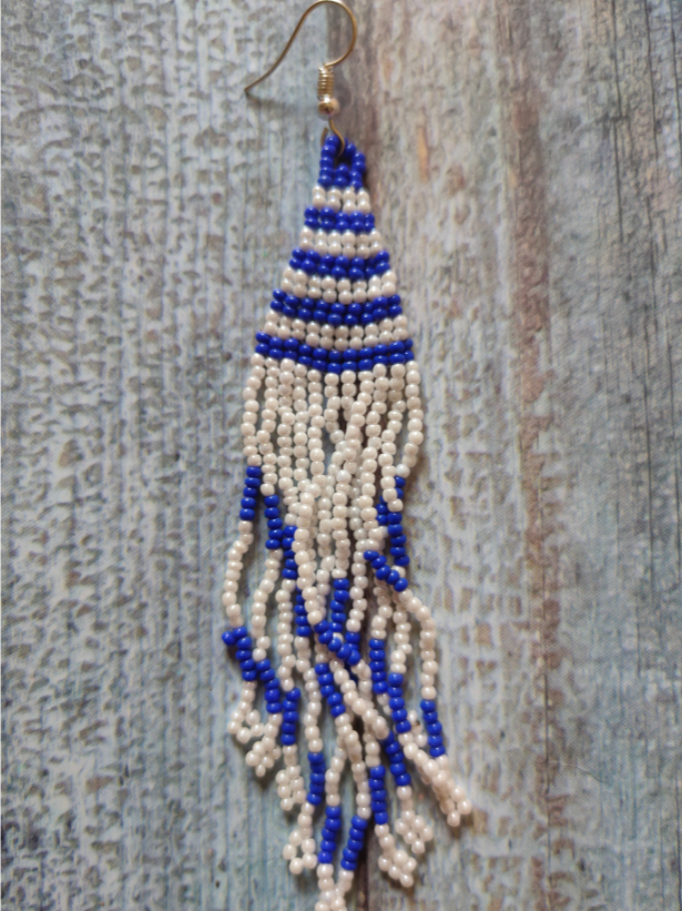 Hand Knitted Beaded Dangler Earrings