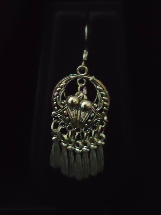 Oxidised Silver Choker Necklace Set with Dangler Chains