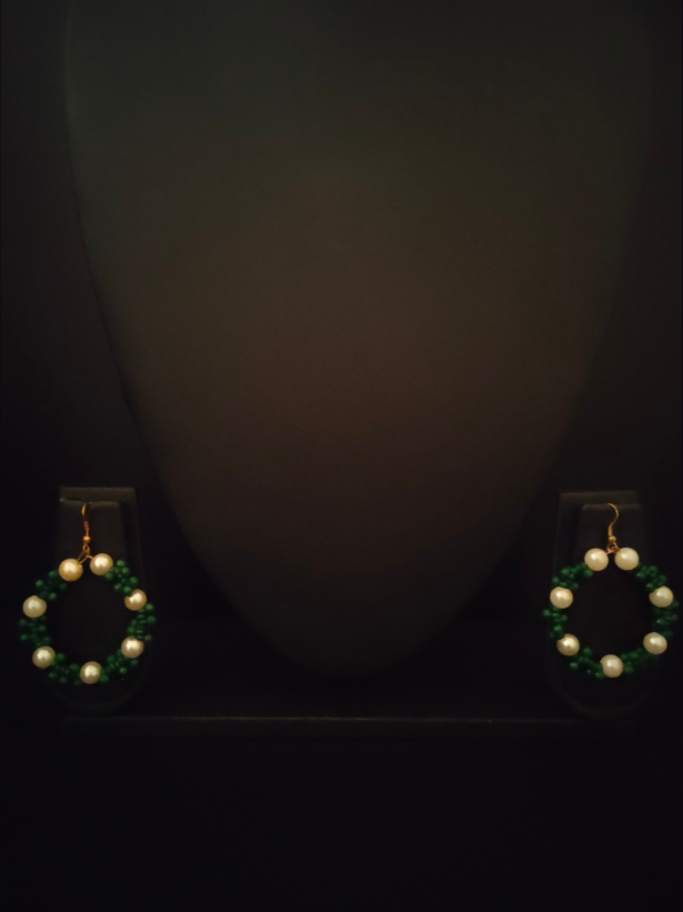 Beads and Pearls Christmas Hoop Earrings