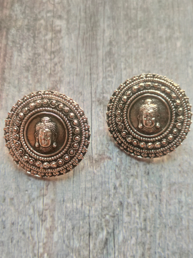 Buddha Motif Metal Stud Earrings