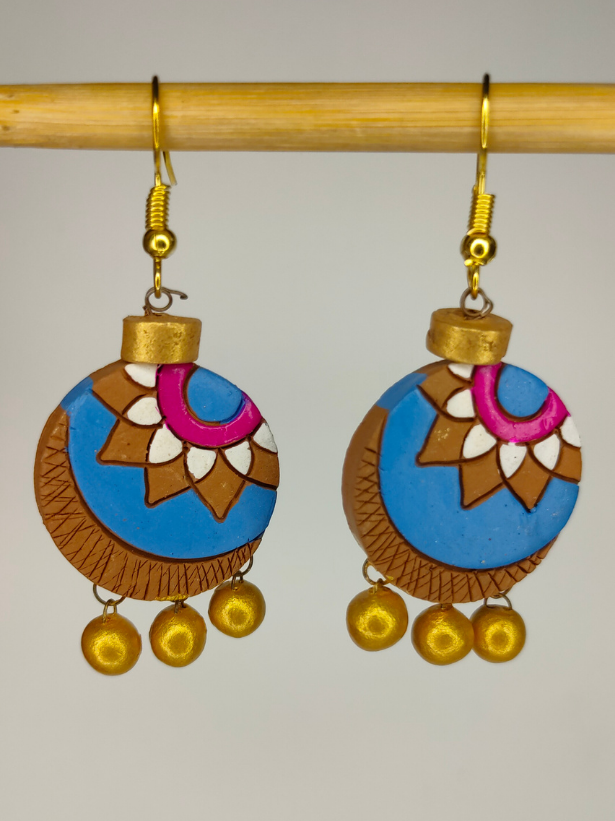 Multi-Color Hand Painted Terracotta Drop Earrings