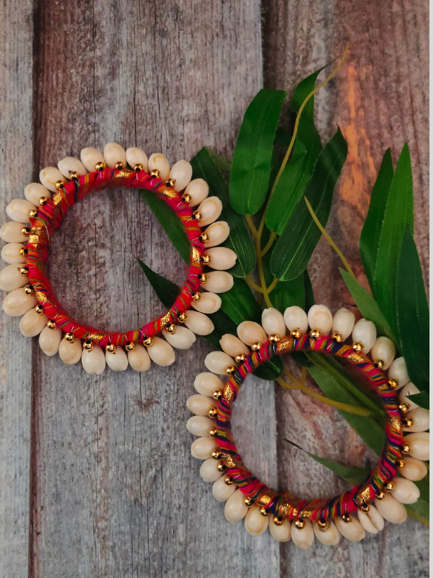 Multi-Color Gota and Shell Work Bangles