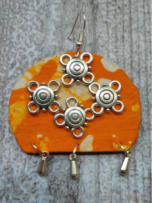 Bright Orange Fabric Dangler Earrings