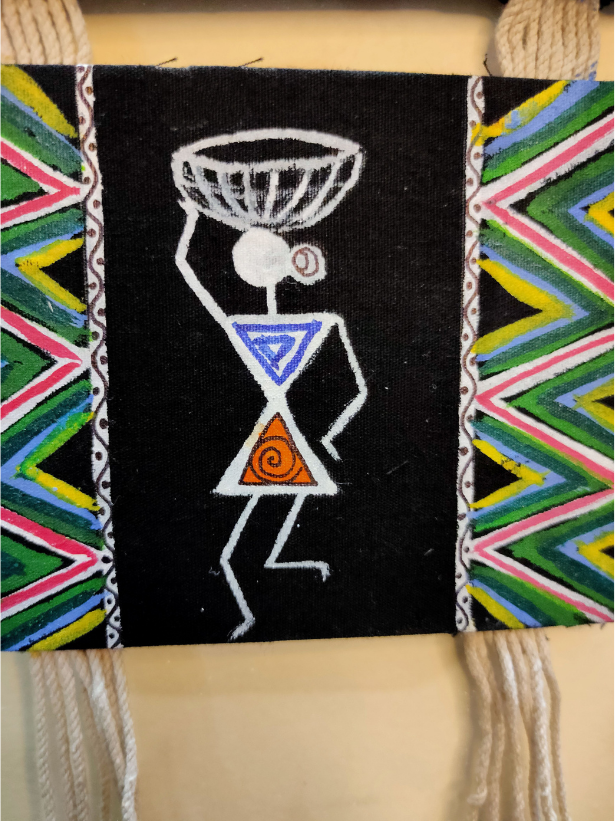 Handmade and Hand-Painted Tribal Motifs Fabric Wall Hanging