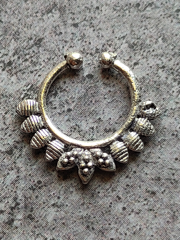 Three Oxidised Silver Tribal Septum Nosepins