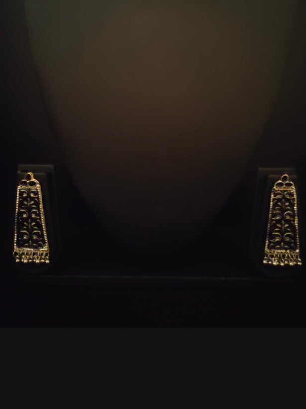 Black Enamel Painted Bird Motif Metal Dangler Earrings