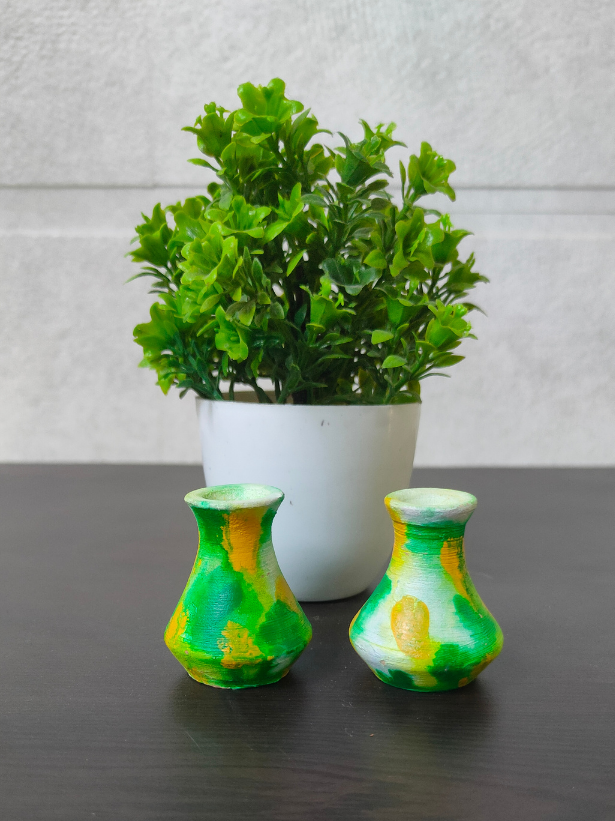 Set of 2 Small Handcrafted Terracotta Clay Pots