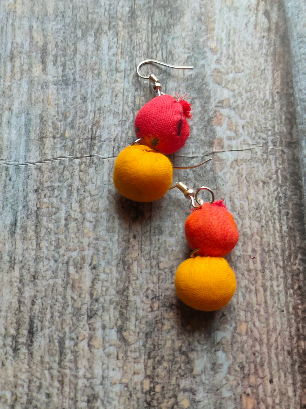 Handcrafted Rope Necklace Set with Fabric Beads