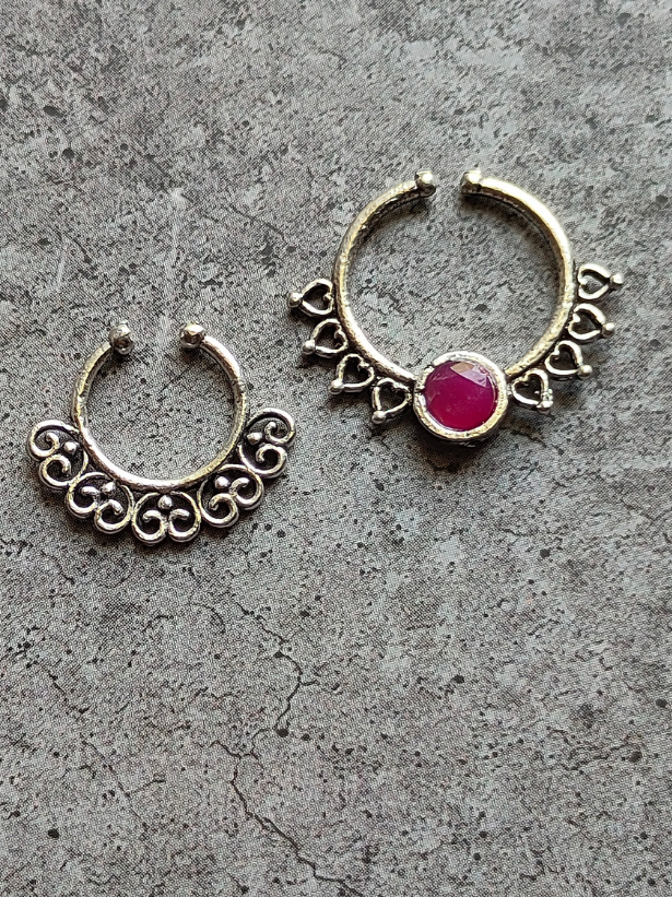 Two Oxidised Silver Septum Nosepins