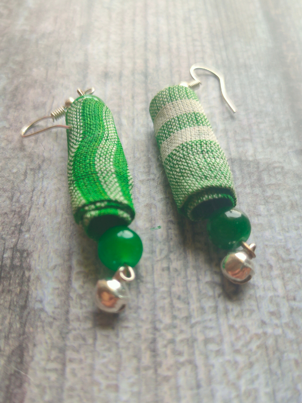 Statement Multi-Color Necklace Set with Tibetan Stones and Fabric