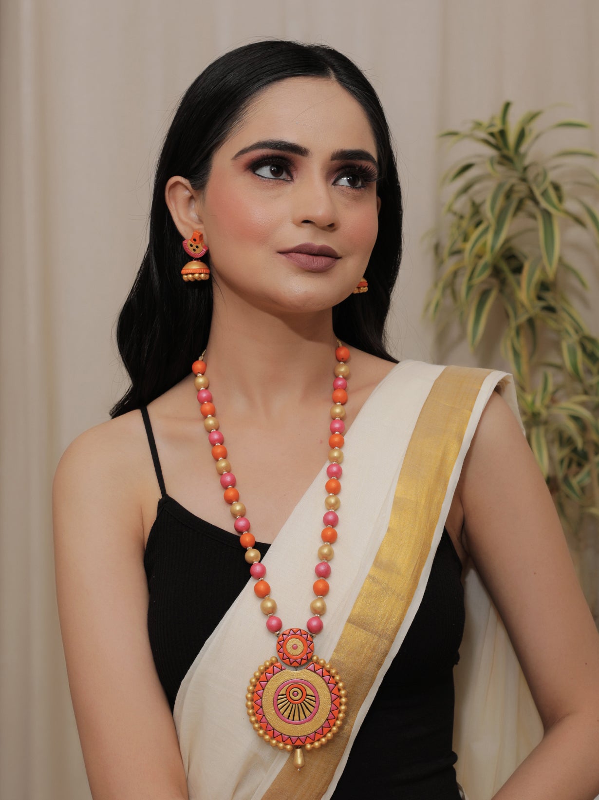 Multi-colored Beaded Terracotta Necklace Set